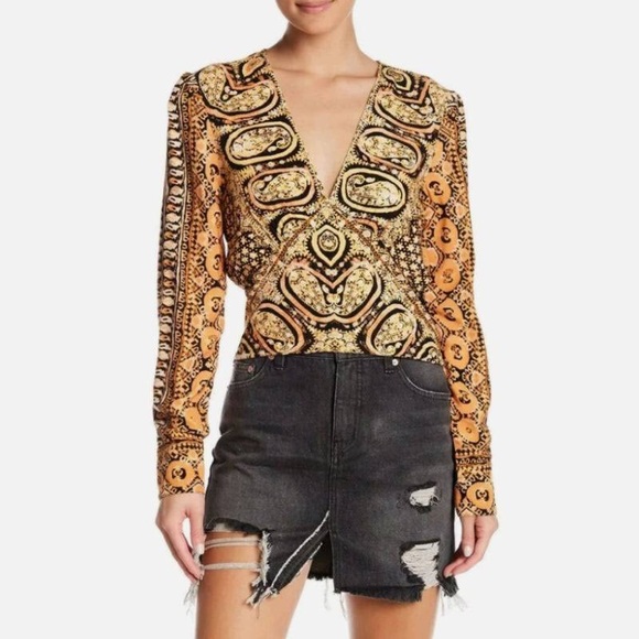 Free People Boho Paisley Crop Top Blouse - Picture 5 of 16